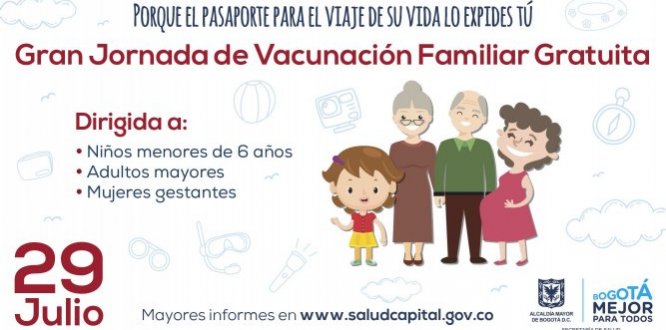 Gran Jornada de Vacunación Familiar Gratuita este fin de semana en Bogotá 