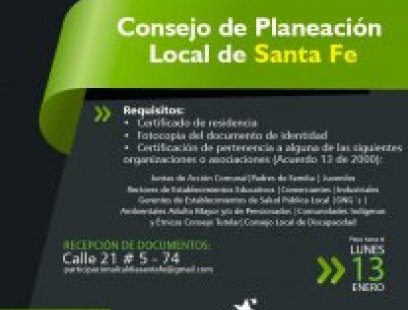 Haz parte del Consejo Local de Planeación de Santa Fe 